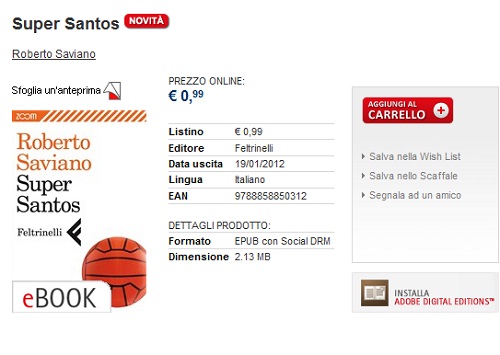 Zoom: Super Santos di Roberto Saviano a 0,99 euro