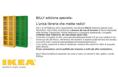 Librerie e ambiente: Billy regala una foresta