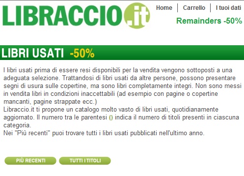 Romanzi usati a metà prezzo su Libraccio.it