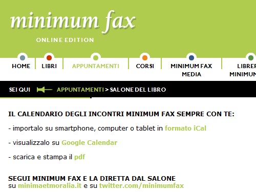 Salone del Libro 2012 di Torino: gli eventi di Minimum Fax