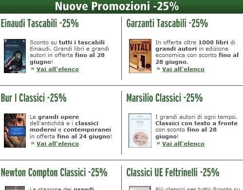 Libri in offerta: sconti fino al 25%