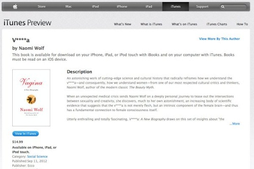 Vagina: iTunes censura il libro di Naomi Wolf