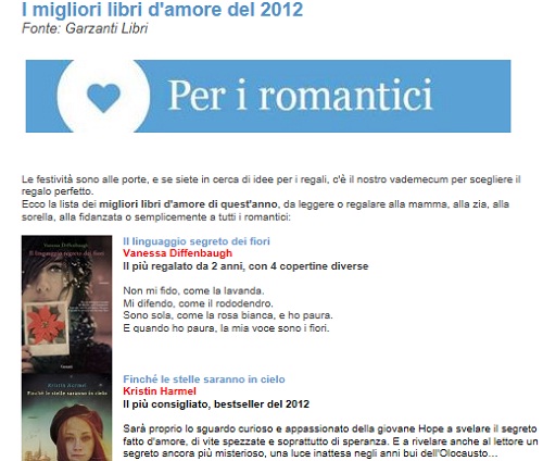 Natale 2012: i libri da regalare ai romantici secondo Garzanti