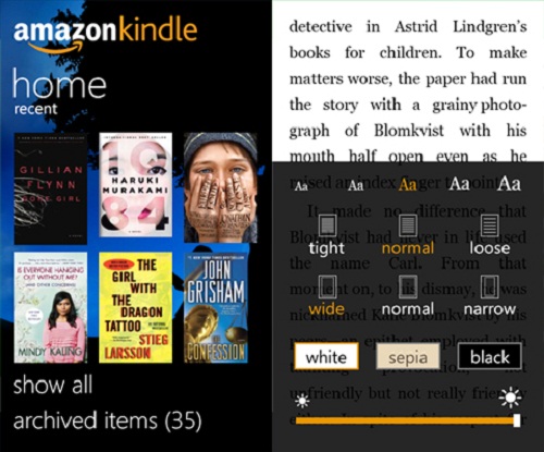 amazon kindle app windows phone 8