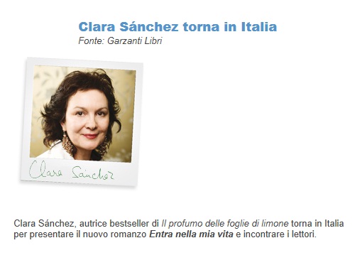 Clara Sanchez incontra i lettori: gli appuntamenti a Roma e Venezia