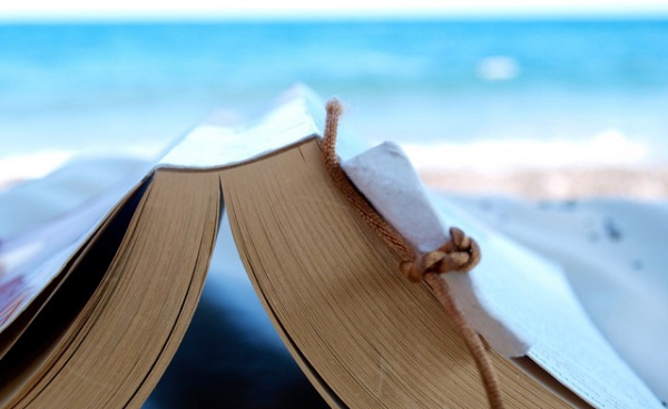 Reading a book at the beach